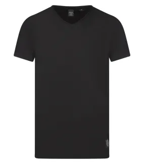 T-shirt Le Temps des Cerises coton avec manches courtes et col v  noir